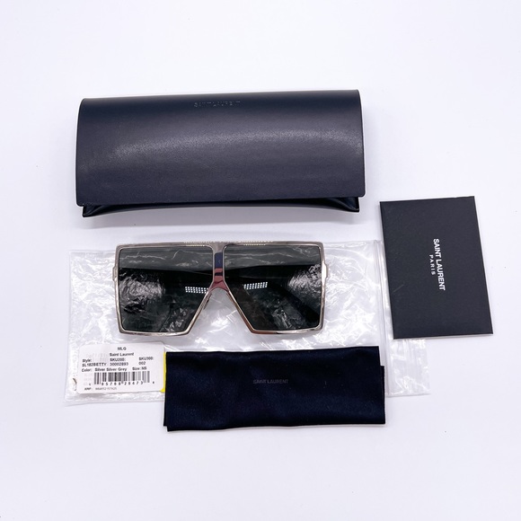 NEW SL182 002 SAINT LAURENT SHIELD SUNGLASSES NEW SAINT LAURENT BETTY SL 182 002 - Picture 9 of 9